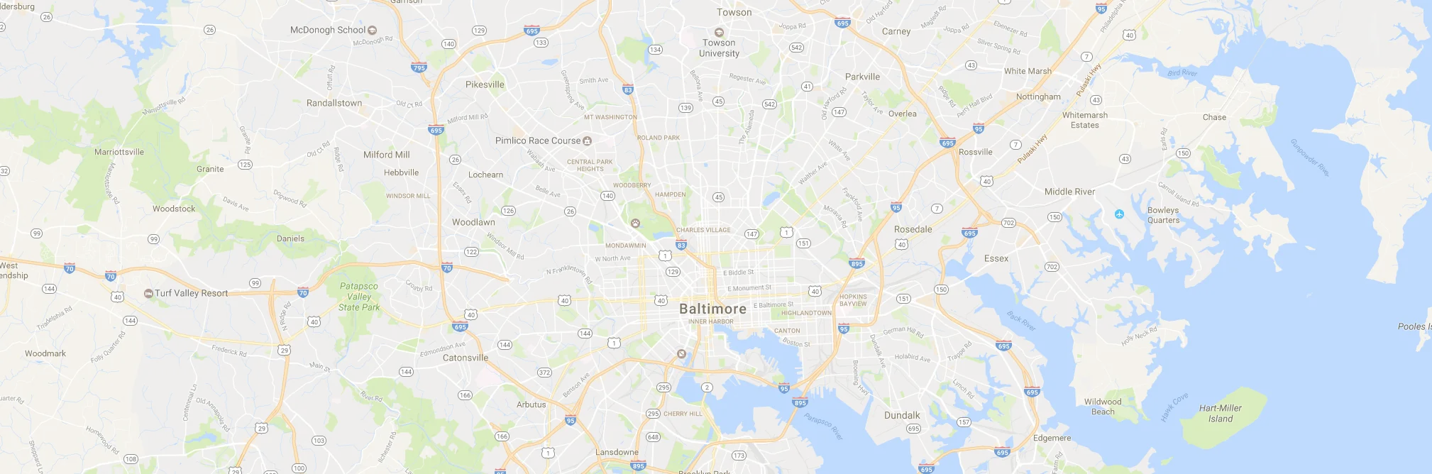 Map of the Baltimore, Maryland service area